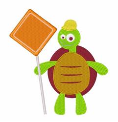 turtle detailed machine embroidery - Traffic Turtle perfect for kitchen tea towels