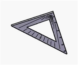 Triangle ruler with clear markings in gray, designed for educational use in a minimalist style.
