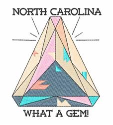 Geometric triangular gemstone in pastel colors with 'NORTH CAROLINA' above and 'WHAT A GEM!' below.
