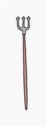 Trident design featuring silver prongs and a brown shaft, in a simple, minimalist style against a white background.