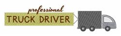 Truck driver design featuring a whimsical truck silhouette and colorful text 'professional' above 'TRUCK DRIVER'.