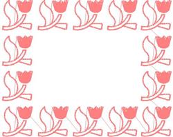 Floral border design featuring pink tulips and green leaves on a white background, perfect for spring projects.