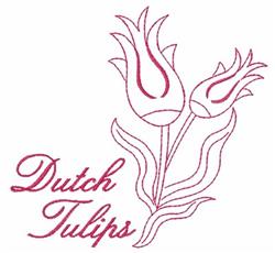 Tulip flowers in line art style with elongated leaves and elegant 'Dutch Tulips' text, perfect for spring.
