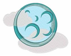 Abstract design of stylized clouds and moon phases in turquoise and white, featuring curved shapes in a modern style.
