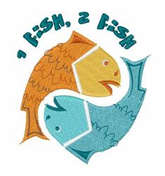 Playful design featuring two stylized fish, one orange and one blue, with '1 FISH, 2 FISH' text above.