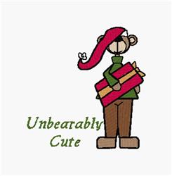 Unbearably Cute - 4x4 bear detailed machine embroidery design for reusable tote bags