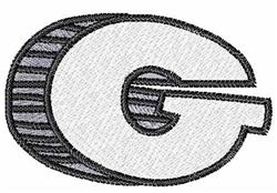 beginner-friendly case machine embroidery pattern - Upper Case G for reusable tote bags