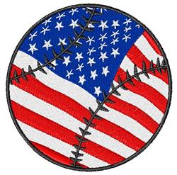 detailed baseball machine embroidery pattern - US Flag Baseball for kitchen aprons