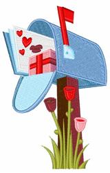 rose detailed machine embroidery - Valentine Mailbox perfect for Greeting Cards