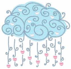 heart detailed machine embroidery - Valentine Rain Cloud perfect for Greeting Cards