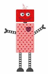 heart beginner-friendly machine embroidery - Valentine Robot for reusable tote bags