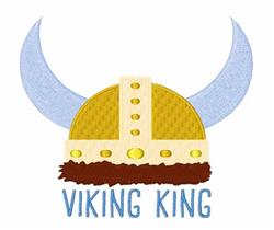 Playful Viking helmet with light blue horns, golden dome, and brown fur trim featuring 'VIKING KING' text.