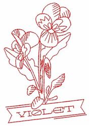 Violet Flower - 4x4 leaf redwork machine embroidery design perfect for kitchen aprons