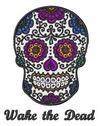 detailed skull machine embroidery pattern - Wake The Dead for kitchen tea towels
