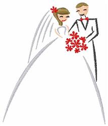 Wedding Couple - 4x4 couple quick stitch embroidery design for kitchen tea towels
