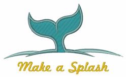 Vibrant teal whale tail with playful waves and 'Make a Splash' text in cheerful yellow, perfect for summer.