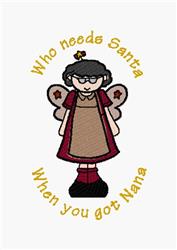 angel detailed machine embroidery - Who Needs Santa perfect for reusable tote bags