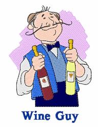 Wine Guy - 5x7 guy detailed machine embroidery design perfect for kitchen tea towels