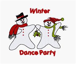 snowman detailed machine embroidery - Winter Dance Party for decorative pillow covers