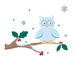 beginner-friendly winter owl machine embroidery pattern - Winter Owl for kitchen aprons