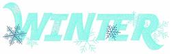 Winter-themed text reading 'WINTER' in light blue, surrounded by playful snowflakes, perfect for seasonal decor.