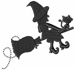 Witch Silhouette - 4x4 cat beginner-friendly embroidery design for Costume Accessories