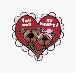 Won My Heart - 4x4 bear detailed machine embroidery design for Greeting Cards
