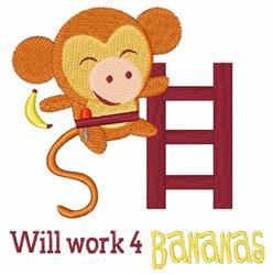 Work For Bananas - 4x4 banana detailed machine embroidery design for cute baby onesies