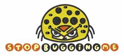 Playful yellow spider with black polka dots and cheeky expression, featuring 'STOP BUGGING ME' text below.