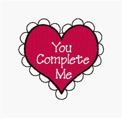 You Complete Me - 4x4 heart detailed machine embroidery design for kitchen aprons