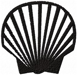 Minimalist shell shape in black, featuring simple linear design against a white background.
