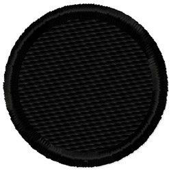 Embroidered circular patch featuring a sleek black surface and textured woven appearance, perfect for modern aesthetics.