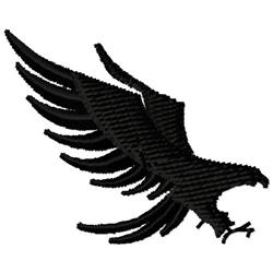 Bold black eagle with stylized wings showcases intricate feathering and dynamic elegance, perfect for nature lovers.