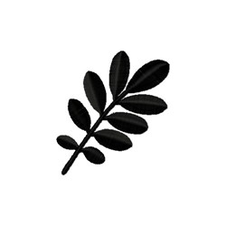 Minimalist black leaf shape with smooth lines and varying sizes, ideal for modern embroidery projects.