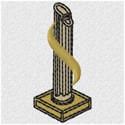 Broken Column - 4x4 column quick stitch embroidery design for decorative pillow covers