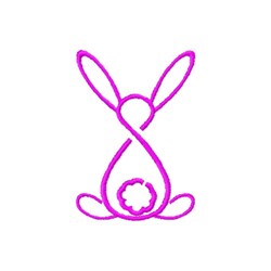 Playful bunny in an infinity loop with a pink outline, featuring a cheerful flower detail for Easter.