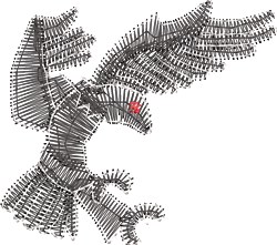 Detailed eagle soaring with intricate feathers and powerful wings, showcasing sharp claws in a dynamic pose.