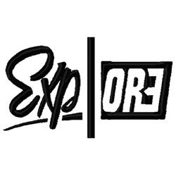 Stylized text design featuring 'Explore' in modern styles: flowing script for 'Exp', bold block letters for 'LORE', contrasti
