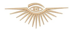 Symbolic eye with golden rays emanating from it, featuring a minimalistic design and clean lines.