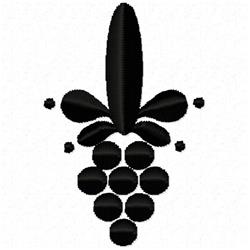 Stylized grape cluster with rounded berries and leaves, accented by a dynamic splash detail, in bold minimalist style.