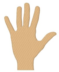 Minimalistic hand silhouette in sandy beige color with slightly spread fingers, ideal for machine embroidery.