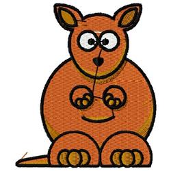 Playful kangaroo in bright orange with large eyes, rounded body design, perfect for kids' items.
