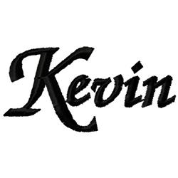 Cursive name 'Kevin' beautifully embroidered in black on white, showcasing elegant detailing suitable for personalized gifts.
