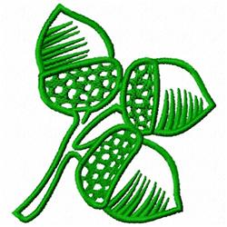 Leaf cluster with bold green outlines and a mix of solid and dotted textures on vibrant green leaves.