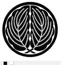 Minimalistic leaf design with white stylized leaves on black background, arranged in a circular composition.