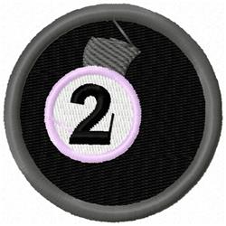 Numbered patch featuring a bold white '2' on a black background with a thin purple border, simple design.