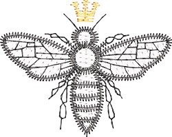 quick stitch bee machine embroidery pattern - Queen Bee perfect for reusable tote bags
