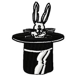 Playful rabbit in a black top hat, cartoonish style, perfect for Easter and magic shows.