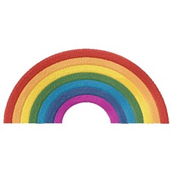 Playful rainbow arc featuring vibrant red, orange, yellow, green, blue, and purple bands, perfect for cheerful decor.
