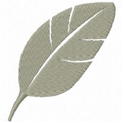 Stylized leaf in muted green with clean lines and slight detailing, minimalist design for elegant decor.